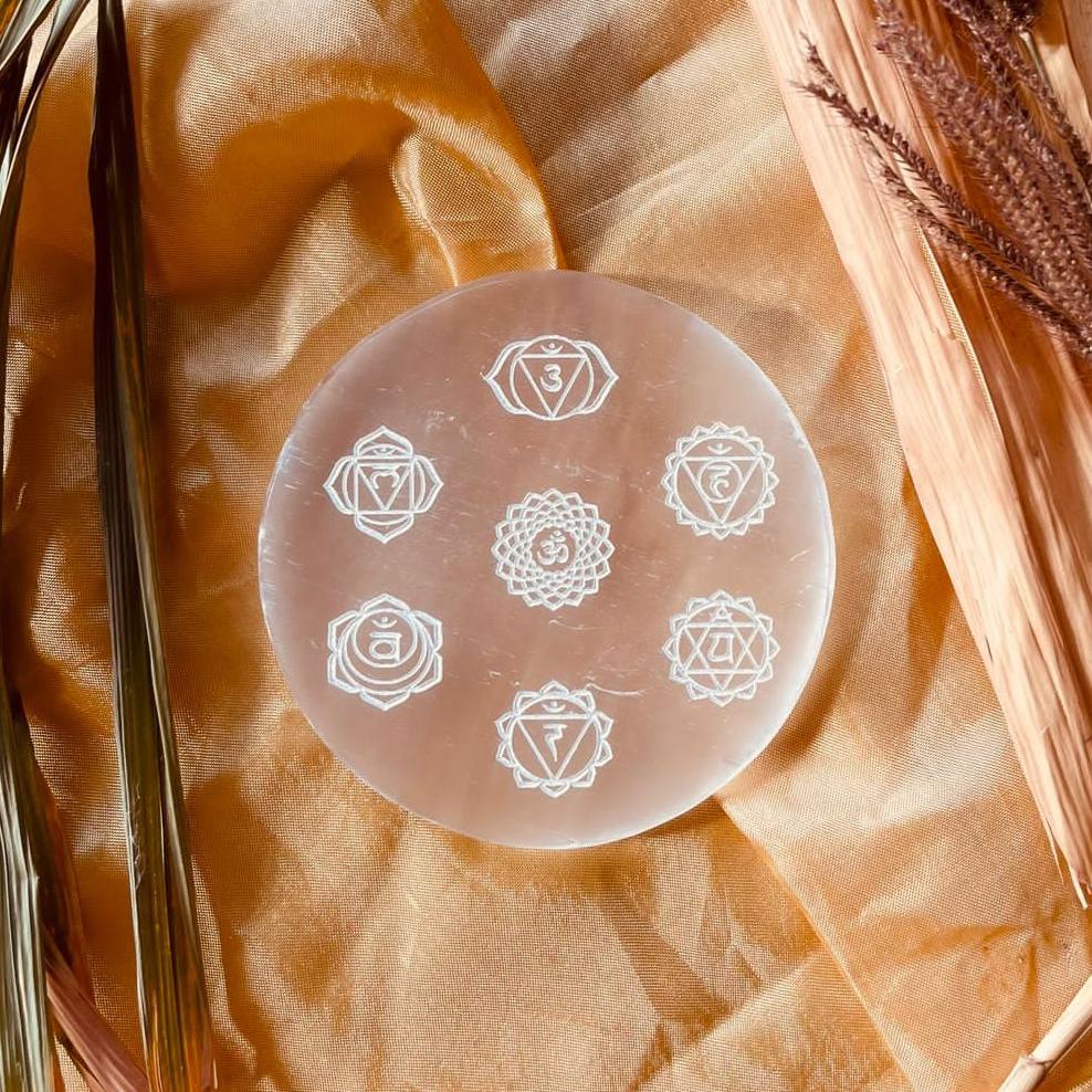 Selenite Round Plate for Energy Cleansing, Chakra Healing, and Crystal Charging | Premium Quality Selenite Disc