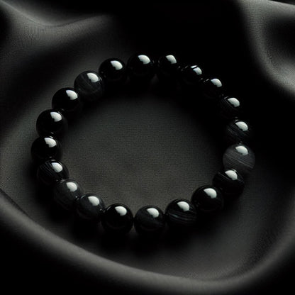 Sulemani Hakik Bracelet (Black Agate) | Natural Gemstone for Protection, Balance & Style